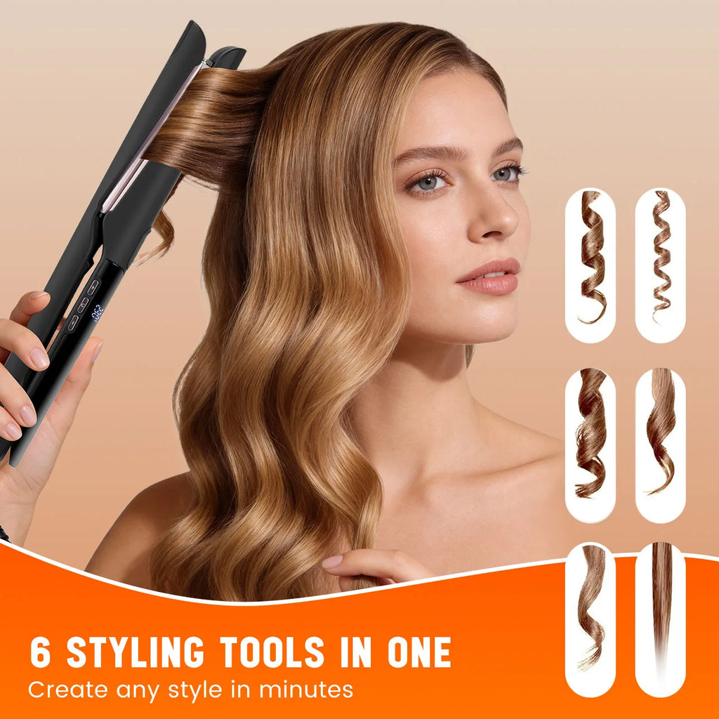 2‑in‑1 Hair Straightener and Curler Iron, Professional Hair Styling Tool