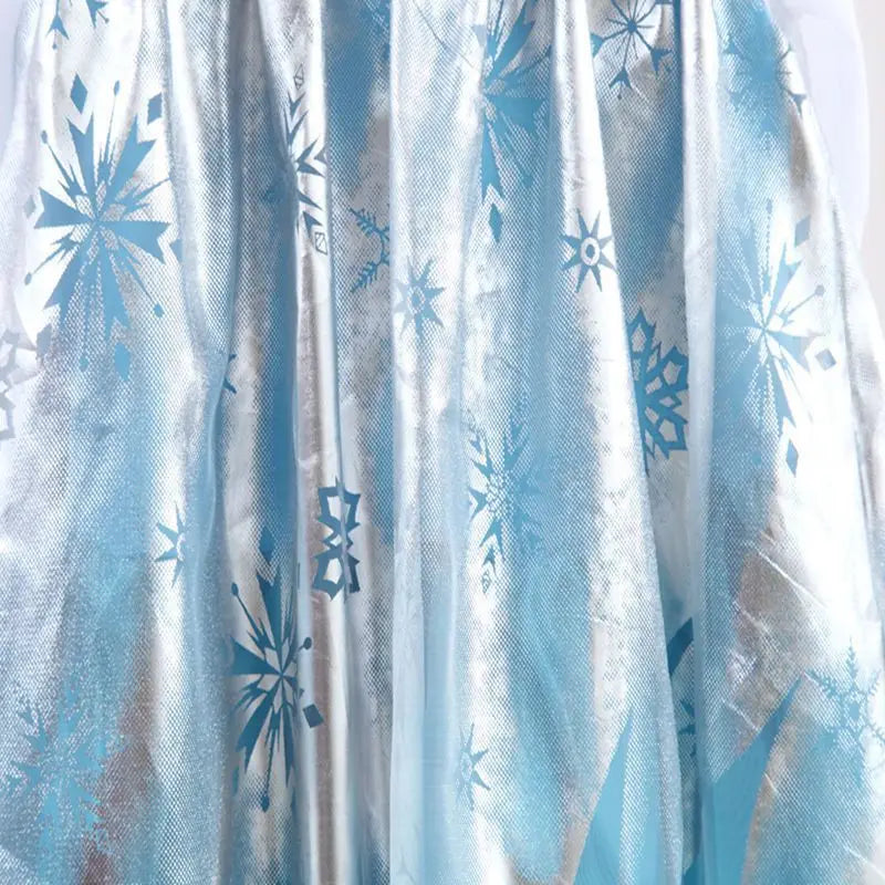 Girls Ice Snow Princess Cosplay Dress with Long Cloak