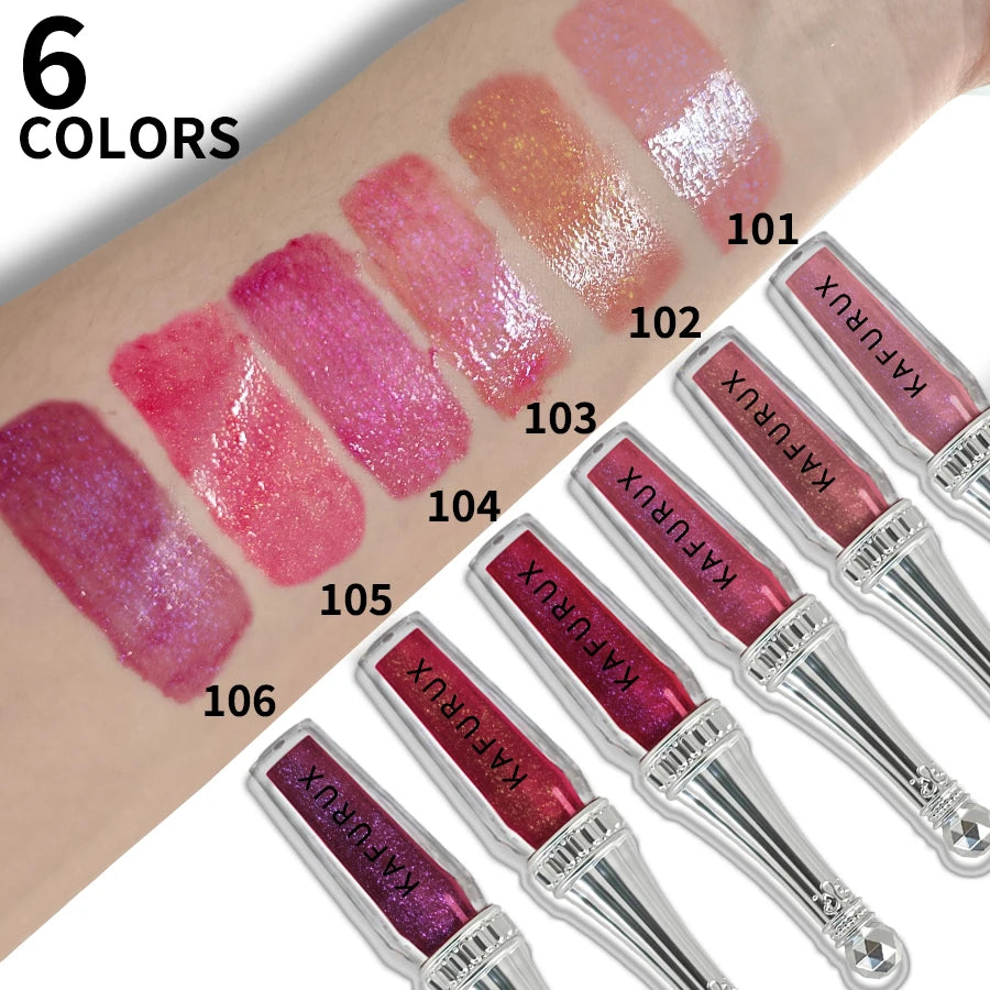 6 Colors Glitter Liquid Lipsticks Shimmer Shiny Lipgloss Pearlescent