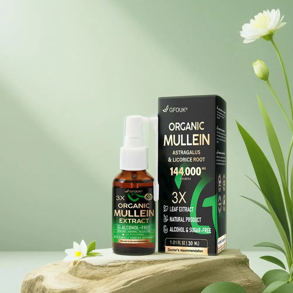 GFOUK Mullein Extract Spray 144000MG Organic Mullein With Astragalus Licorice Root Sugar Free Natural Respiratory Support Spray