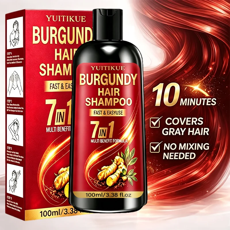 YUITIKUE Burgundy Hair Dye Shampoo 100ml 7-in-1