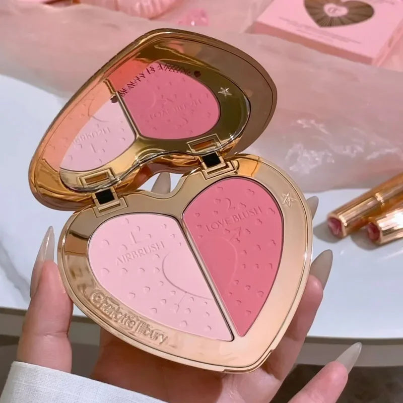 Hot CT Pink Two-tone Blush Lasting Beauty Makeup Diamond Gold