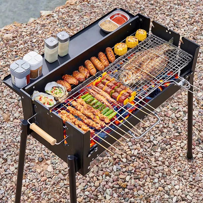 Portable Outdoor Charcoal Folding Stainless Steel Thickened BBQ