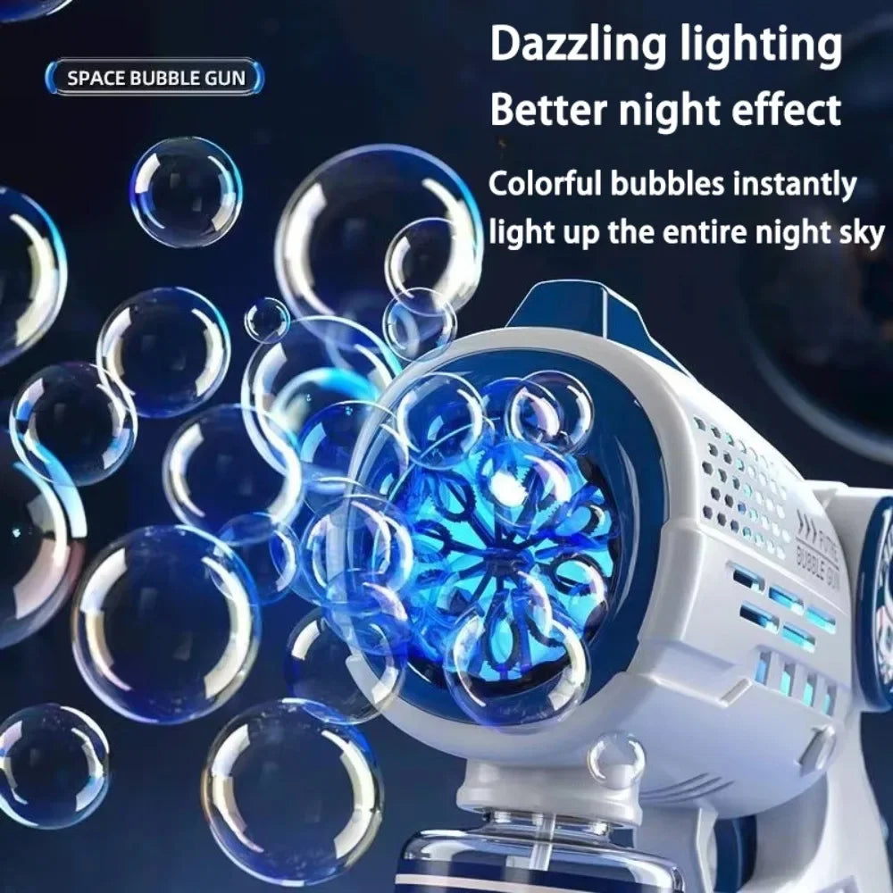 Automatic Bubbles Gun Astronaut Electric Soap Bubble Machine with Light Beach Outdoor Game Toys for Children Kids Birthday Gifts