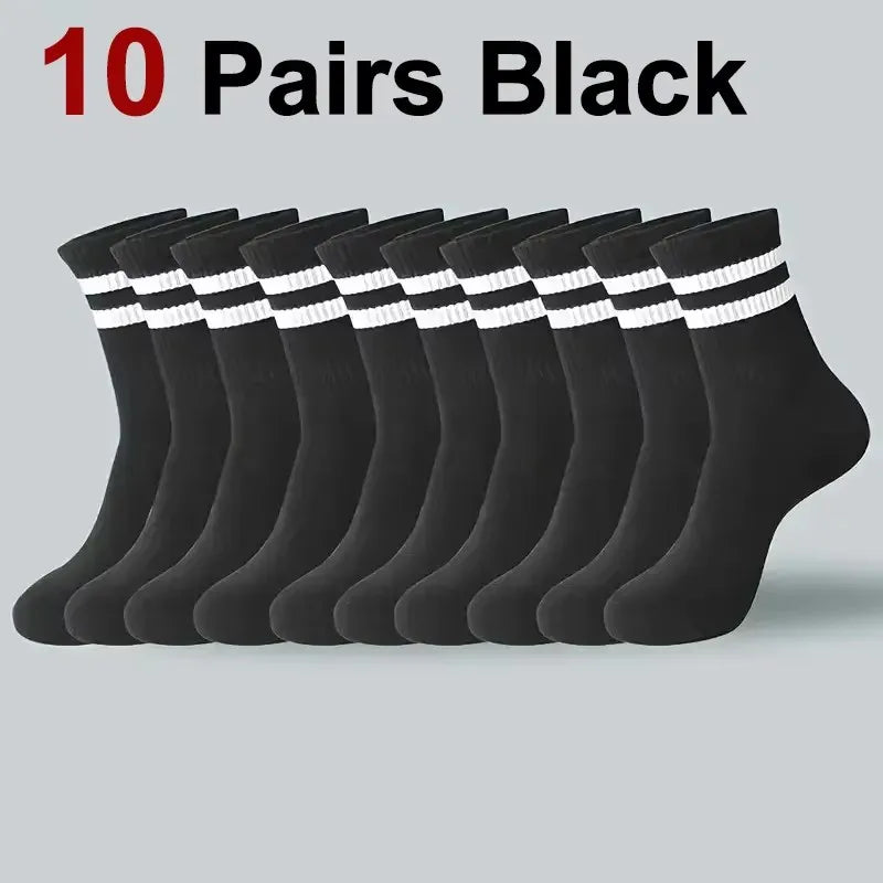 1/10/20 Pairs Unisex Striped Crew Socks Soft Breathable