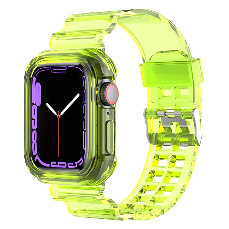 Clear Band + Case for Apple Watch 11 10 9 8 7 6 5 SE 4 38MM 42MM 46MM
