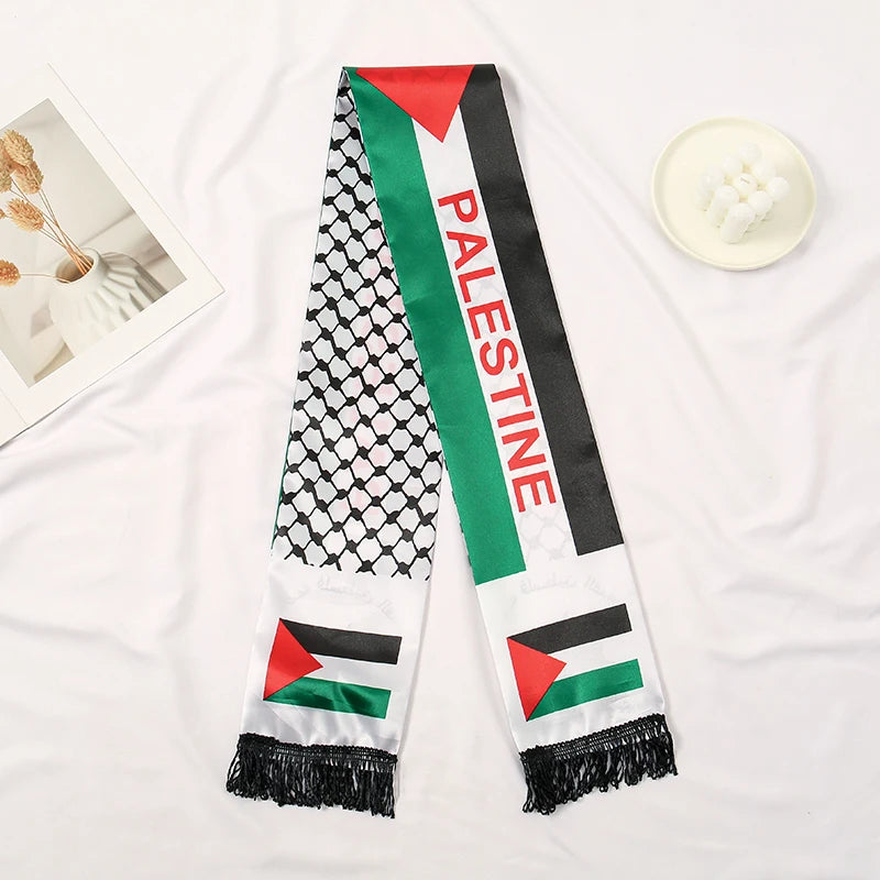 New Palestine Flag Scarf Shawls Fall Pashmina Shawl Wrap Palestinian Hatta Kufiya Keffiyeh Large Scarves With Tassel