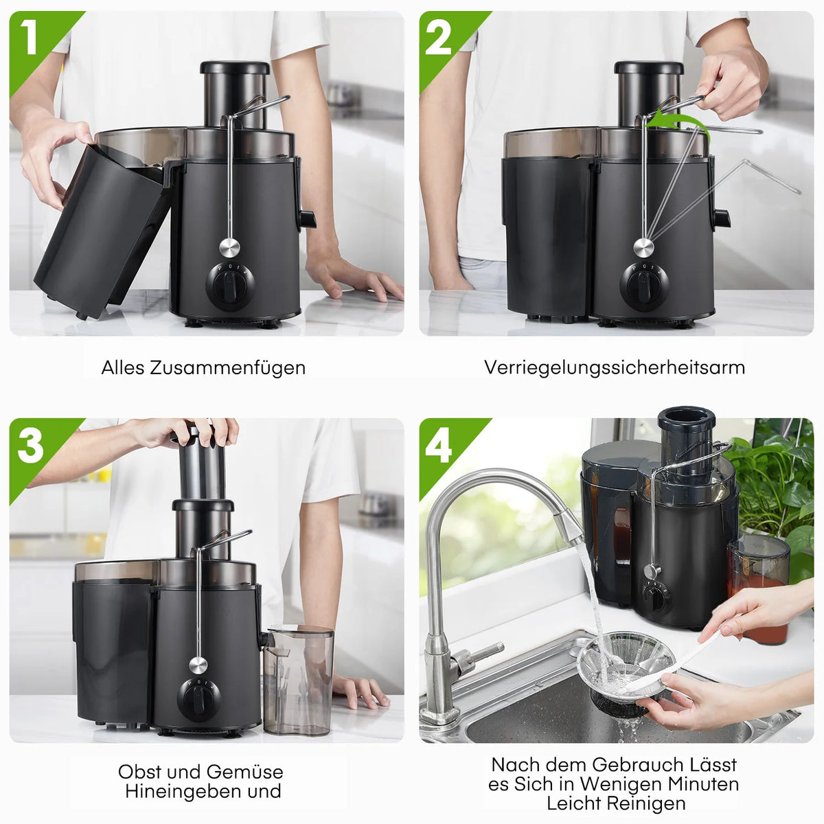 Electric Juicer 400W Max Centrifugal Juicer Machine, 65mm Wide Feed Chute,