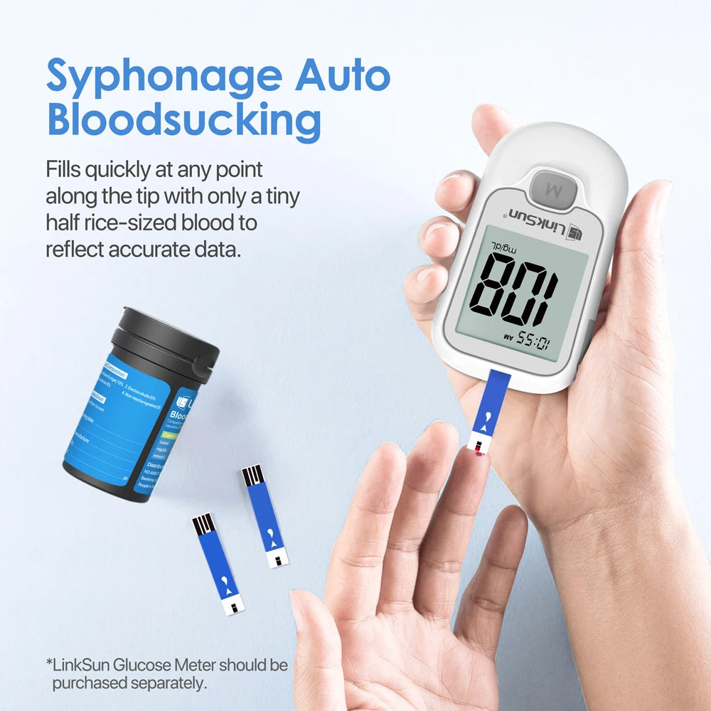 Linksun Blood Glucose Meter Test Strips and Lancets for Diabetes Accessories