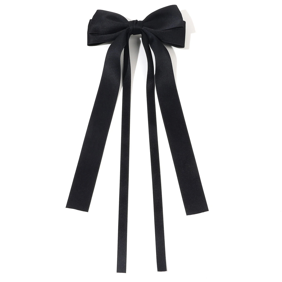 Solid Double Bowknots Hair Clips Women Long Ribbon Bow