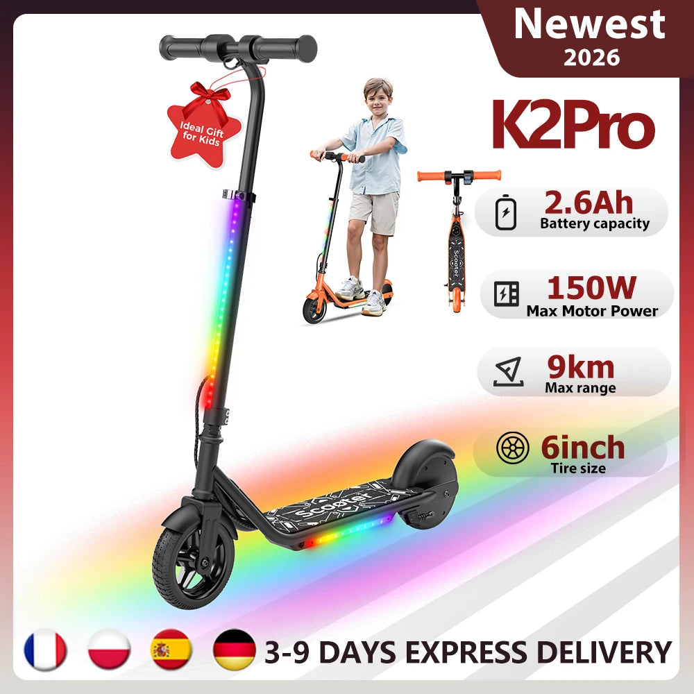 iScooter K2Pro Children's Electric Scooter 150W Motor, 18V Battery, 6" inch Foldable E-scooter 3-Height Adjustable