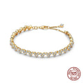 Sparkling Star Bracelet 925 Silver Original One-Size-Fits-All Soft Links Bracelet Zircon Chain For DIY Charms Jewelry Gift New