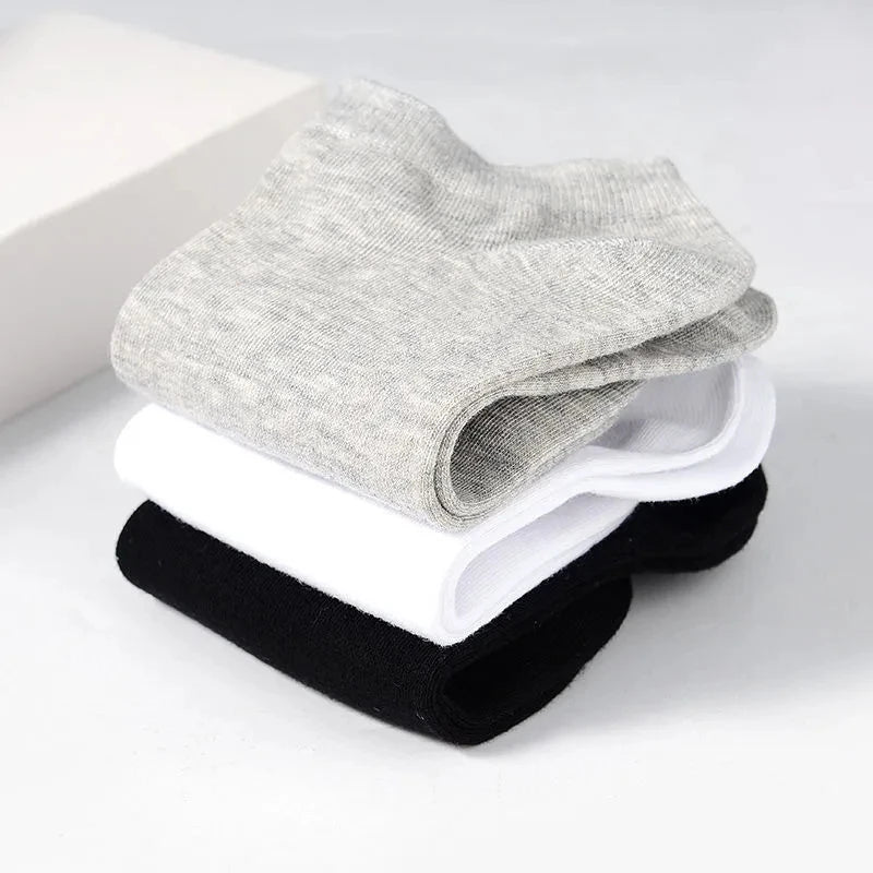 10pairs / Low Black And White Gray Cotton Socks