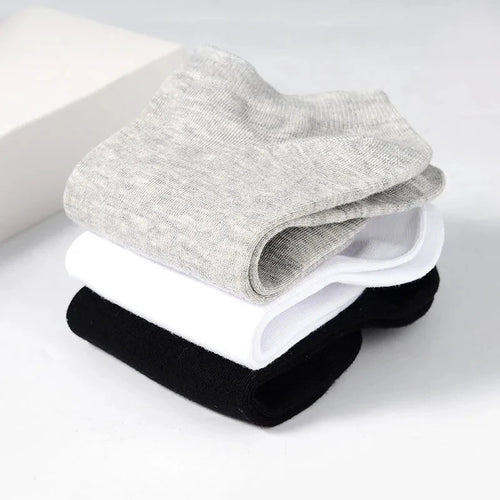 10pairs / Low Black And White Gray Cotton Socks