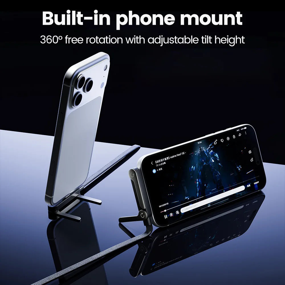 240W 2-in-1 Type C to USB C Fast Charging Data Cable Foldable Phone Holder Type C Fast Charging