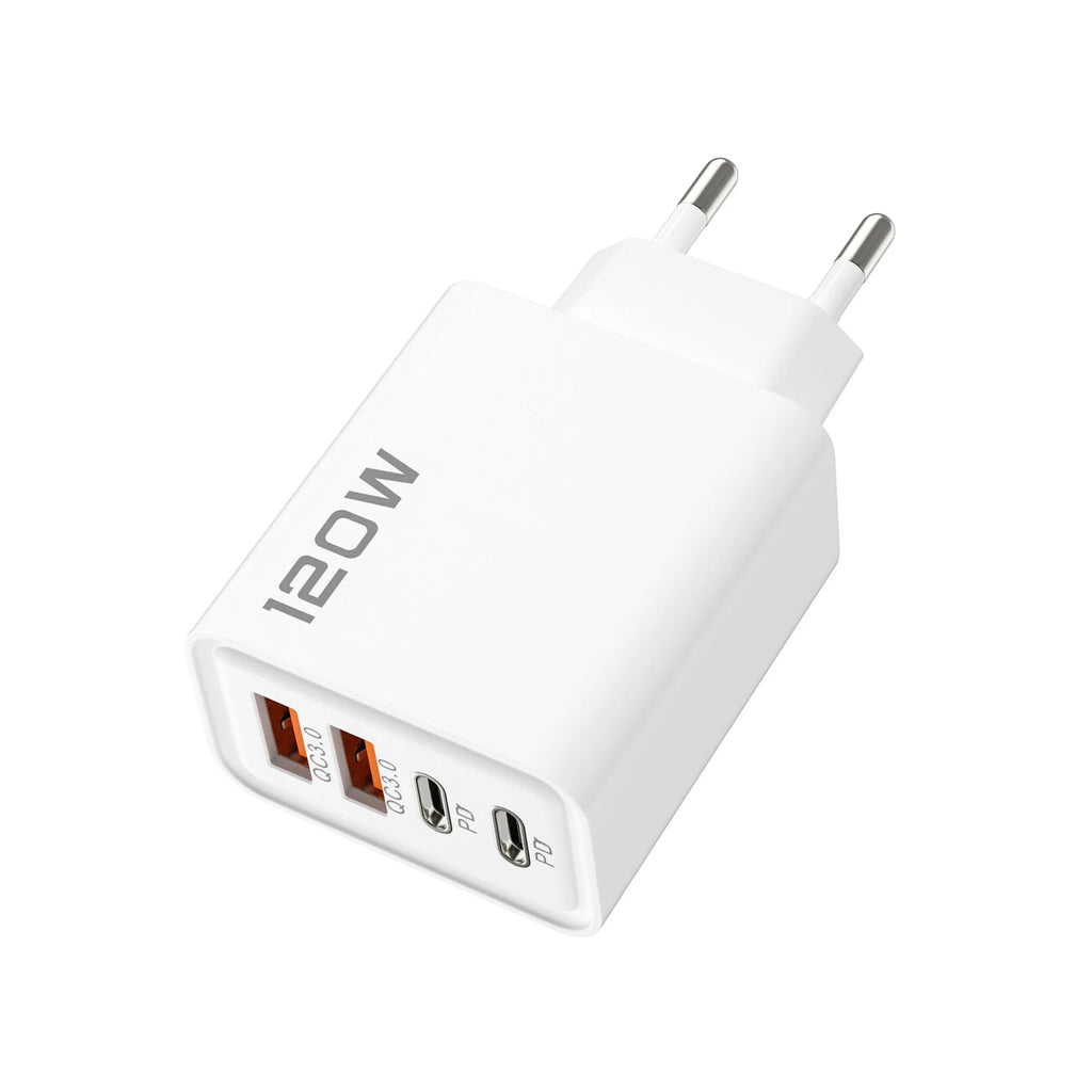 120W Quick Charge 4-Port USB C PD Fast Charger Wall Adapter For iPhone 17 16 15 Samsung S24 Xiaomi Huawei OnePlus EU US UK Plug