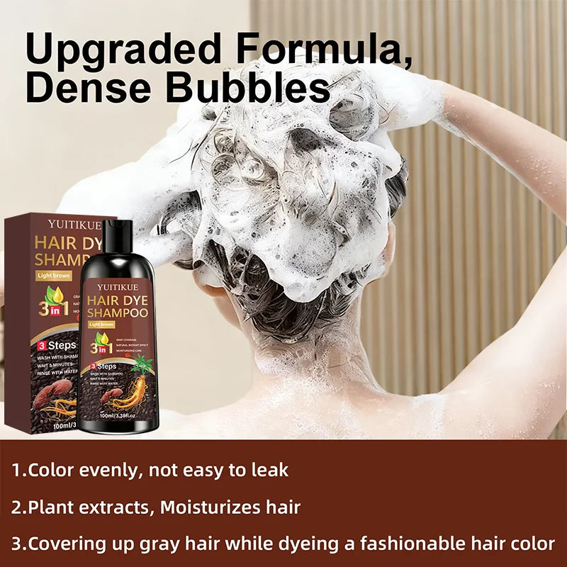 YUITIKUE 3-in-1 Hair Dye Shampoo - Light Brown
