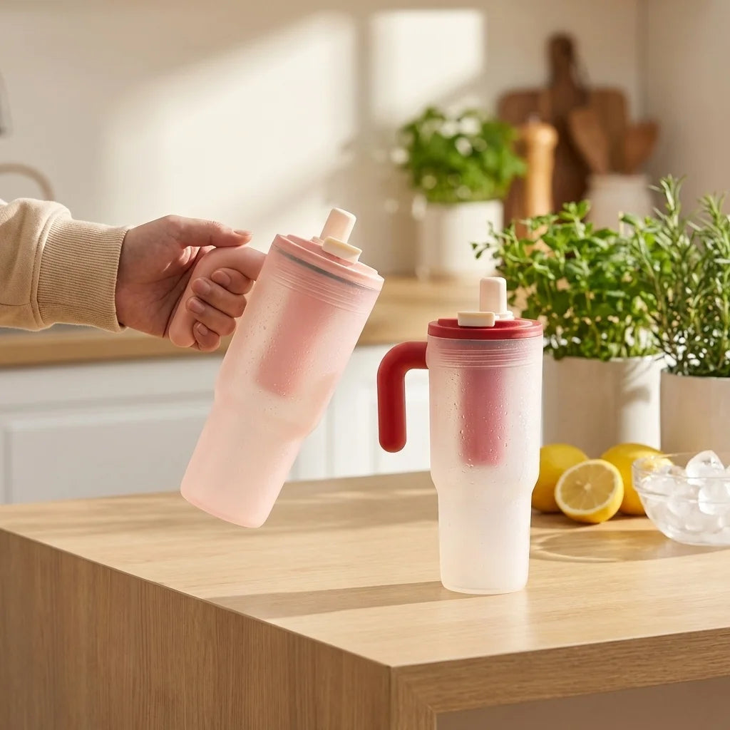 850ML Large Capacity Tumbler With Handle&Strainer Sport Portable Plastic Straw Water Cup Heat Resistant Leak-proof Water Bottle