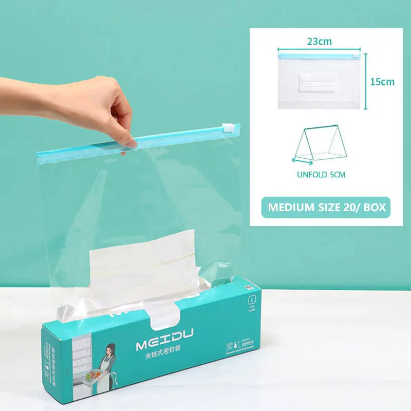 Reusable Zipper Bag Stand Up Zip Shut Plastic Freezer Bag Fruit Vegetable Ziplock Kitchen Food Storage Organizer Pouch