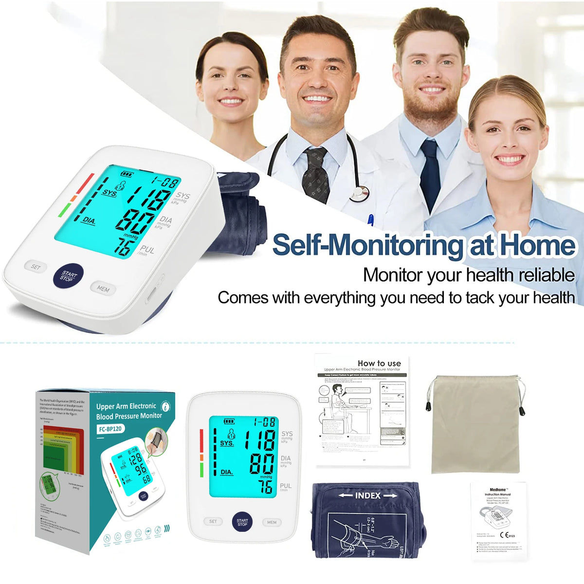 Kingclinic Portable 240 Sets Memories Sphygmomanometer