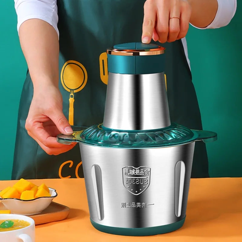 2L Electric Meat grain Food Processor Chopper Stainless Steel Kitchen Machines vegtable Chopper Slicer Machine Home Grinder