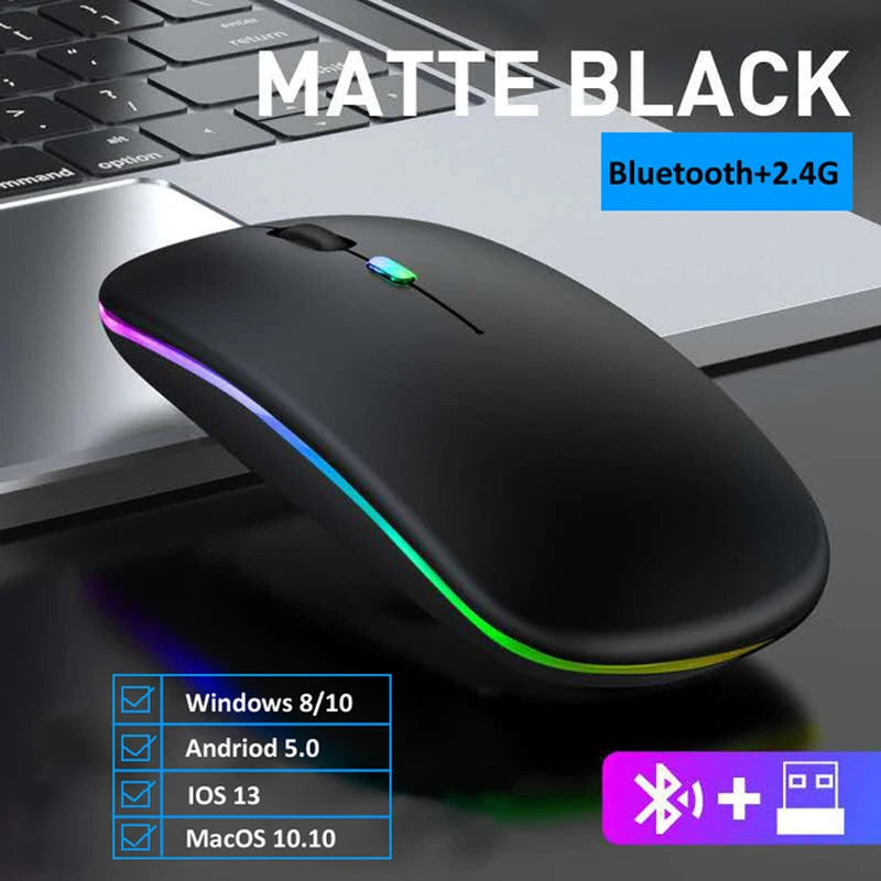 LED Wireless Mouse USB Rechargeable Bluetooth-compatible RGB