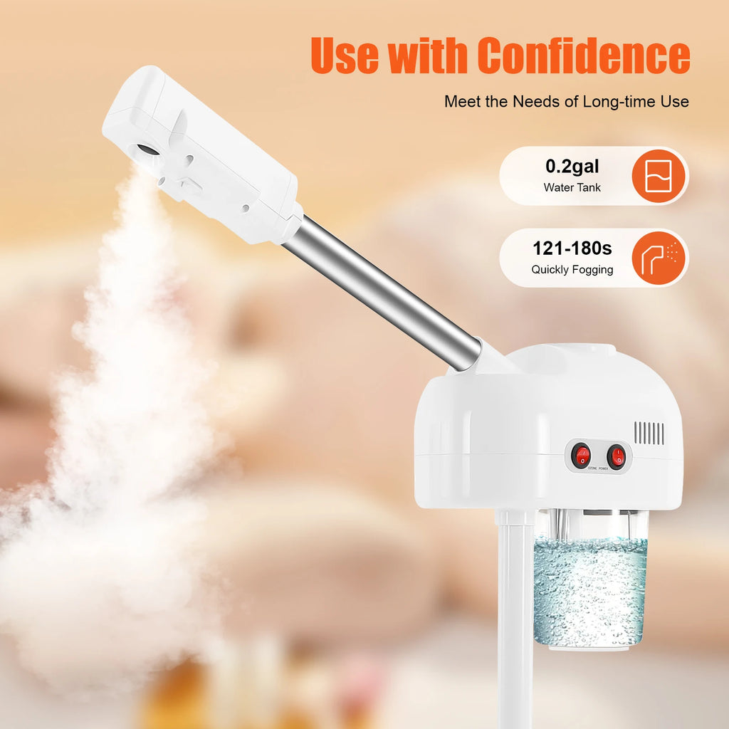 Ozone Facial Steamer Skin Care Equipment Height Adjustable 750ML