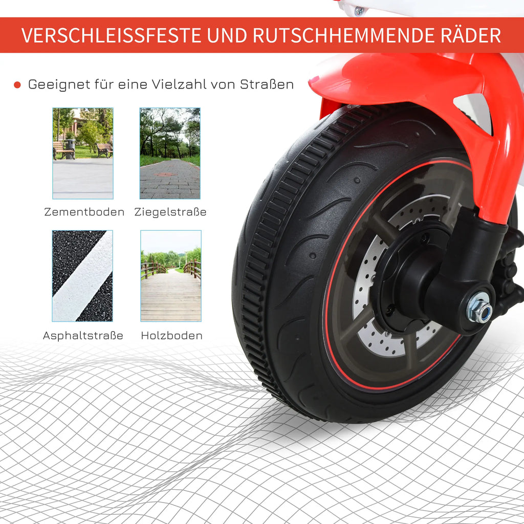 HOMCOM impeller, slide, motorcycle, 18-36 months, music/light, up to 20kg, white/red