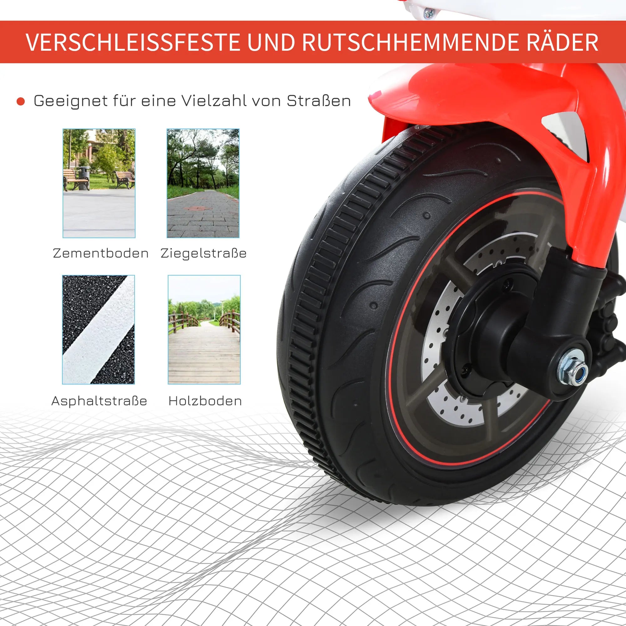 HOMCOM impeller, slide, motorcycle, 18-36 months, music/light, up to 20kg, white/red