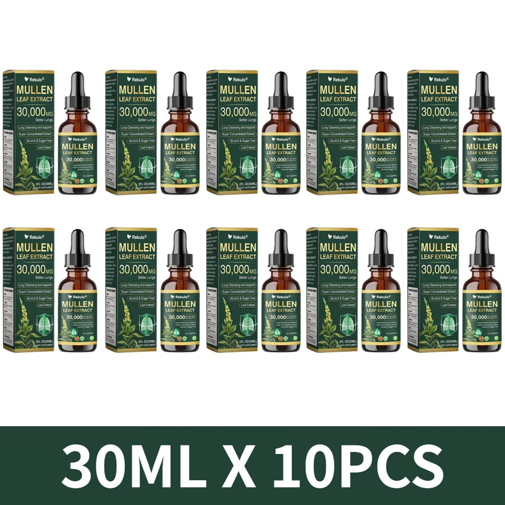 30000mg Mullein Leaf Herbal Drops, Lung Detox Cleansing Formula, Fast Absorption Natural Respiratory Health Maintenance