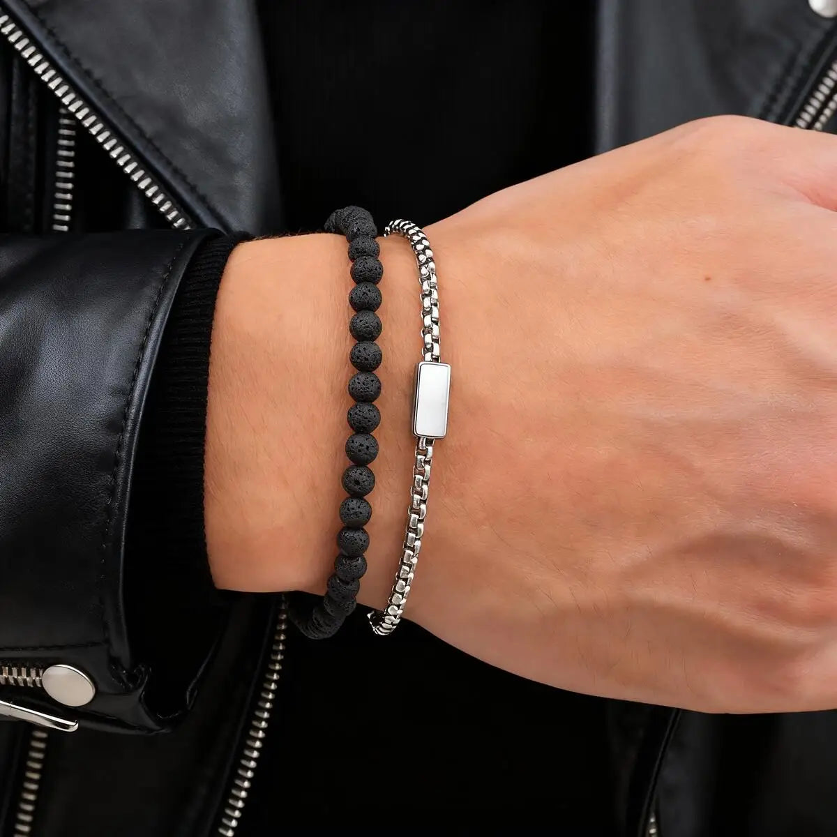 2pcs Bracelet for Men Boys,Adjustable Woven 4mm