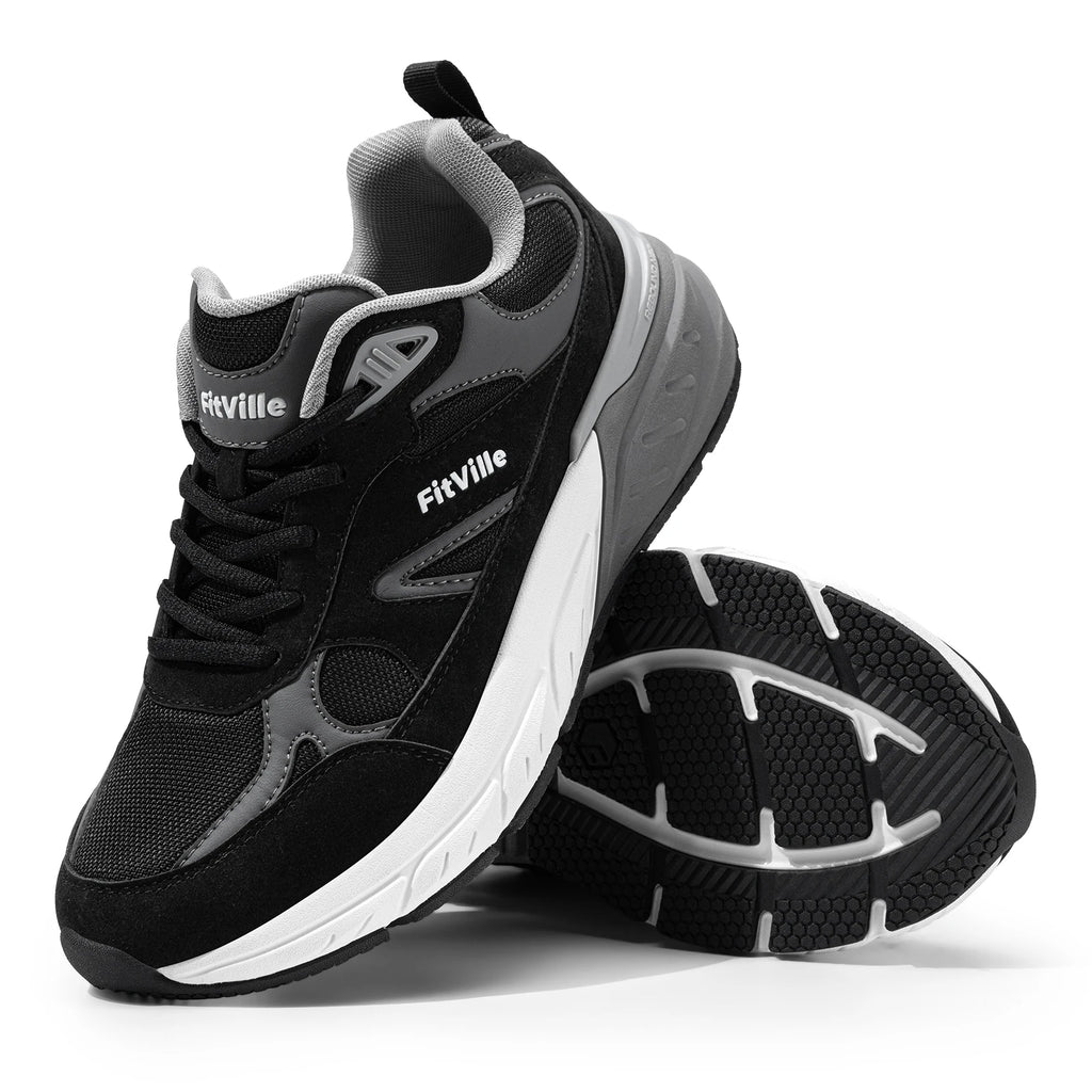 FitVille Newest Walking Shoes for Men Wide Width Sneakers with Arch Support for Flat Feet