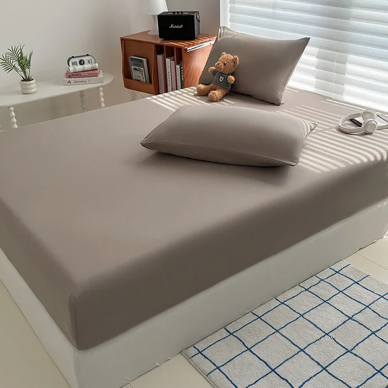 Washed Fitted Sheet with Elastic Bands Non Slip Adjustable Mattress Cover