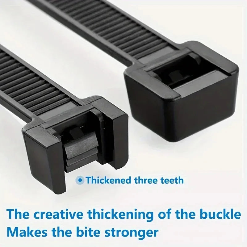 Black White Nylon Cable Ties Adjustable Self-locking Fastening Rings Zip Tie Cable Wires Fixing Ties for Home Offices Industrial