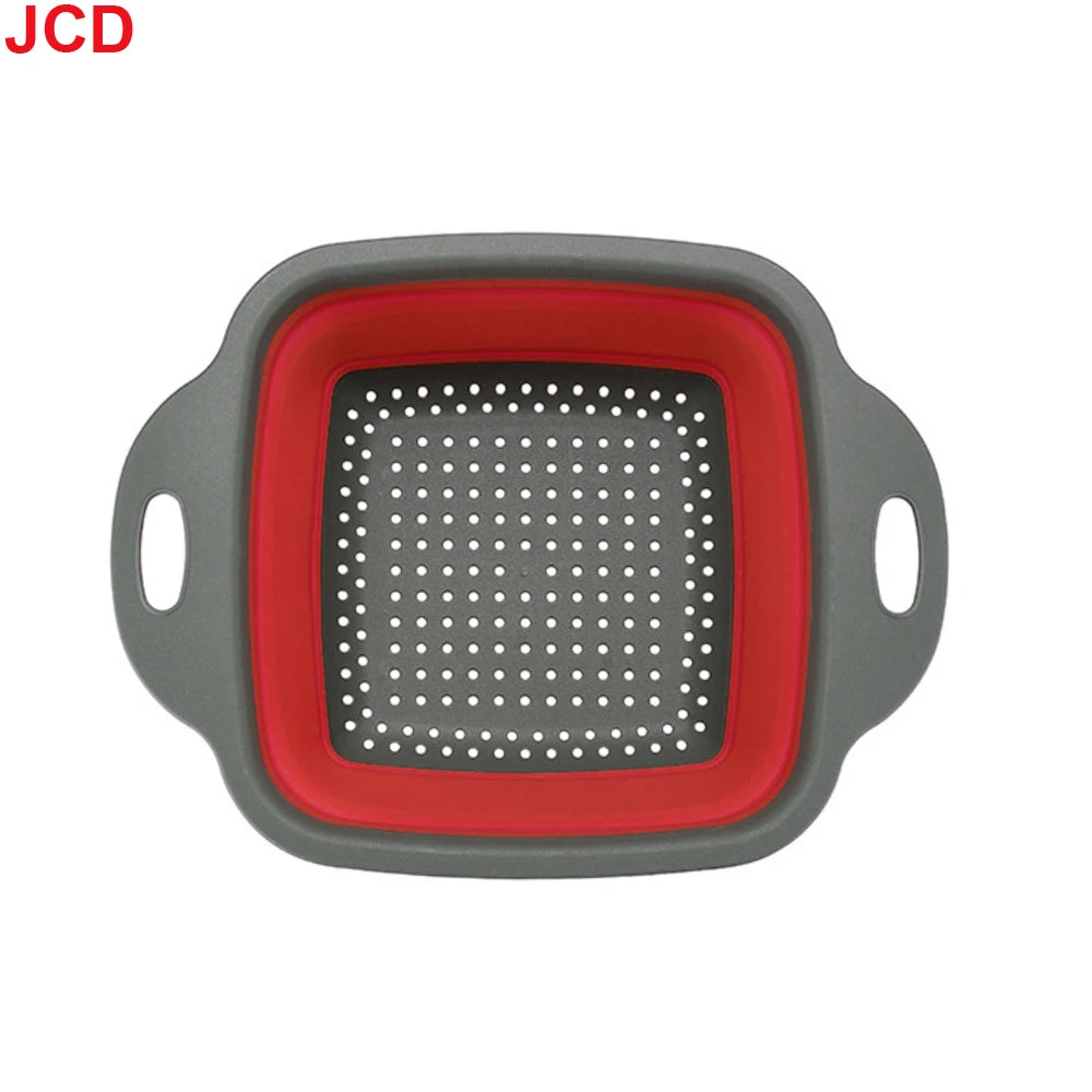 JCD 1pcs Fruit Vegetable Washing Basket Foldable Strainer Silicone Colander Dish Collapsible Drainer Filter Kitchen Storage Tool