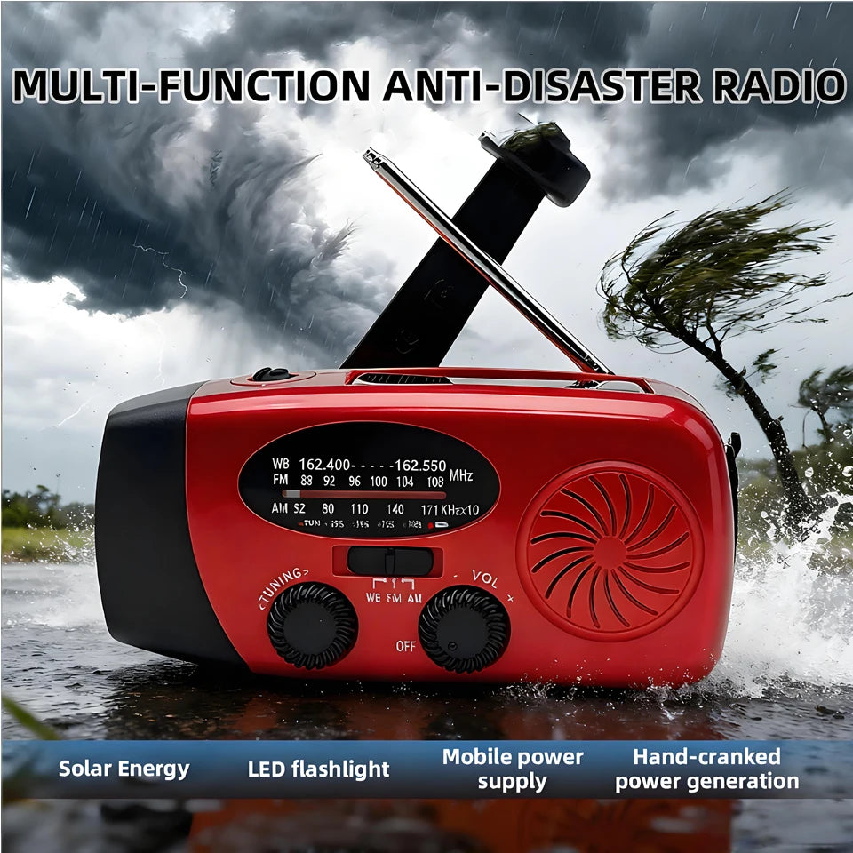 Power Generator Radio Solar Flashlight Outdoor Combat Disaster Prevention FM AM WB NOAA Power Bank