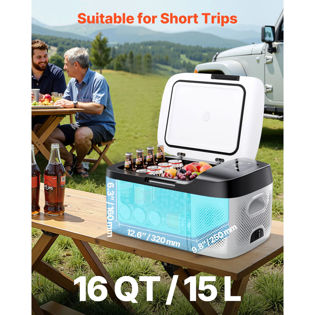 SucceBuy 15L Small Fridge Portable Car Freezer 12V/24V Mini Refrigerator Compressor Cooler for RVs Traveling Camping Outdoor