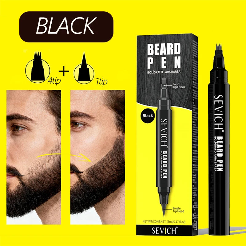 Natural Beard Dye Pen Long Lasting Beard Coloring For Men Beard Filler Pencil Removal White Grey Hair Moustache Coloring Shaping