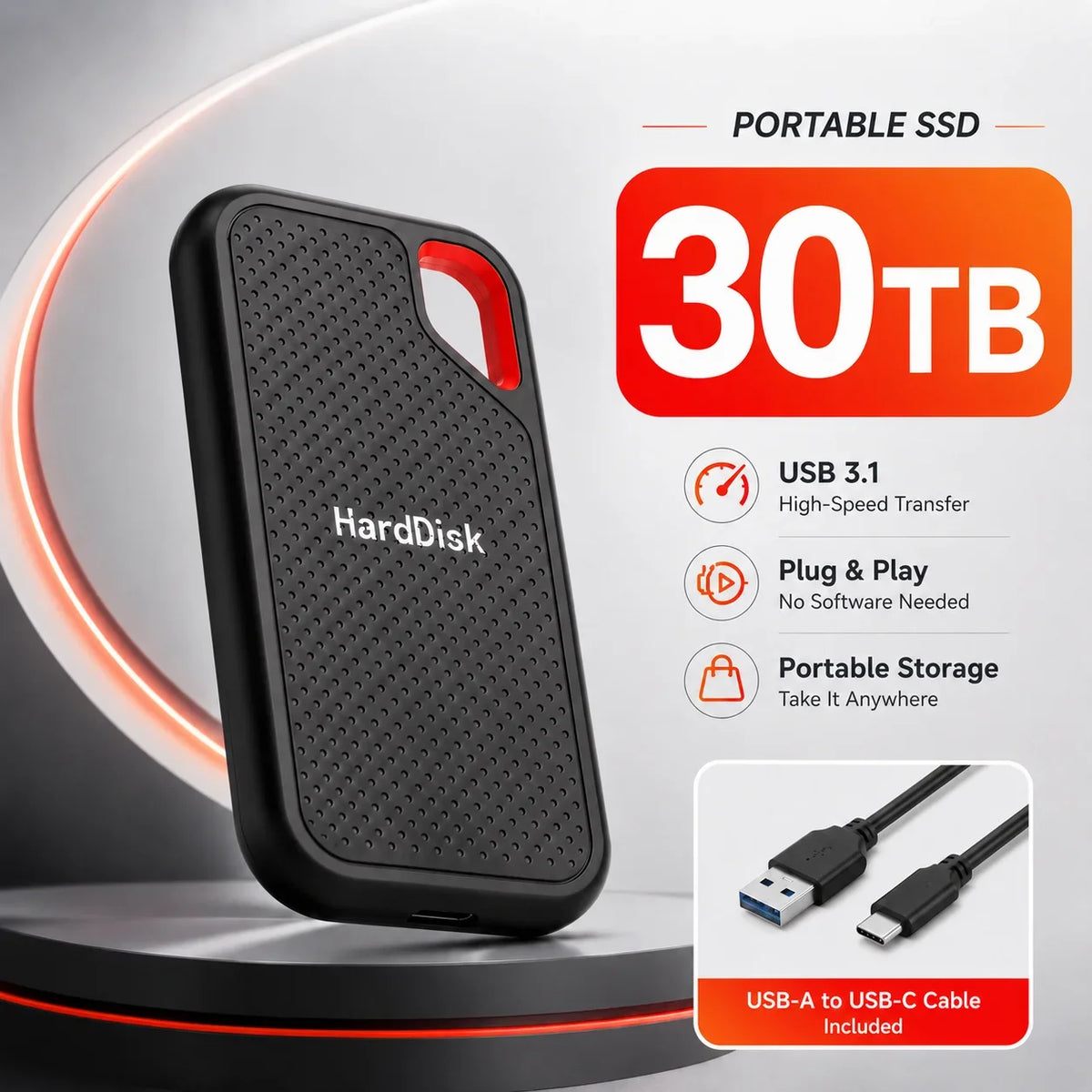 Large Capacity External SSD 2TB 4TB Fast Portable Hard Drive