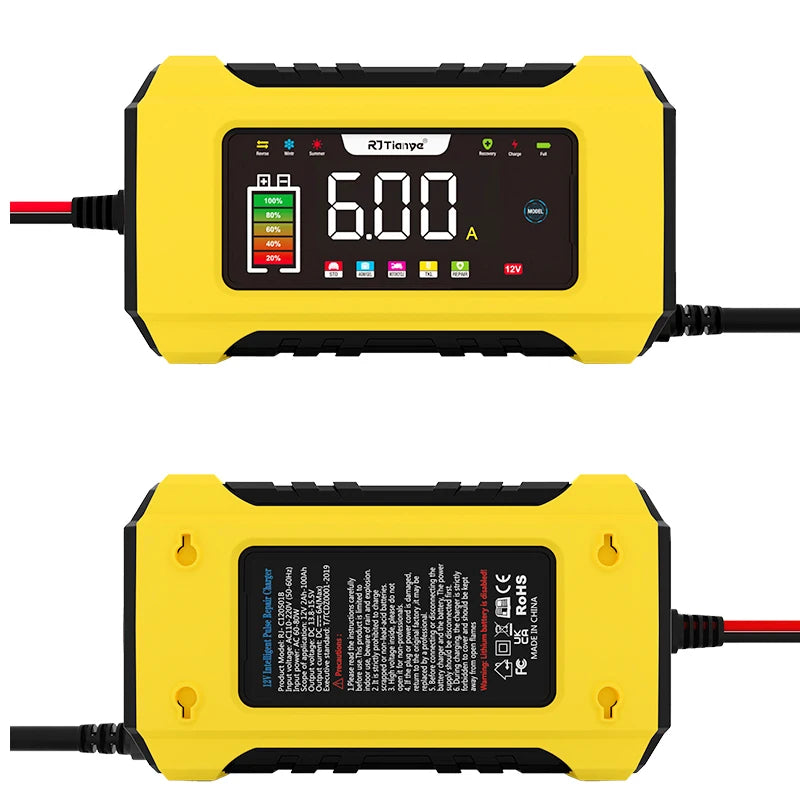 Universal 6A 12V Fully Automatic Motorcycle Car Battery Pulse Charger Repair Type Lead Acid Battery Fast Charging Car Motorcycle