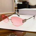 Rimless Oval Sunglasses Women UV400 Oversized Gradient