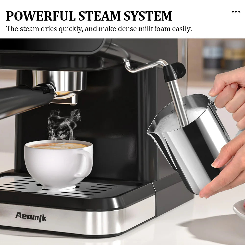 220V 1.5L Home Espresso Machine Hot Cold Brew Coffee Machine Maker Touchscreen Built-in Milk Frother for Household Daily Use