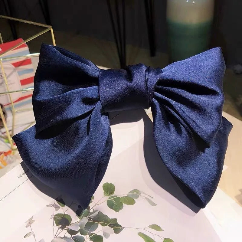 Solid Color Bow Ribbon Hair Clip New Women Large Bowknot Barrettes