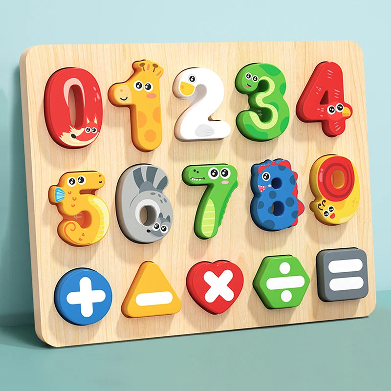 Montessori Wooden Puzzles Matching Games Early Education Toys Mathematics Shape Cognition