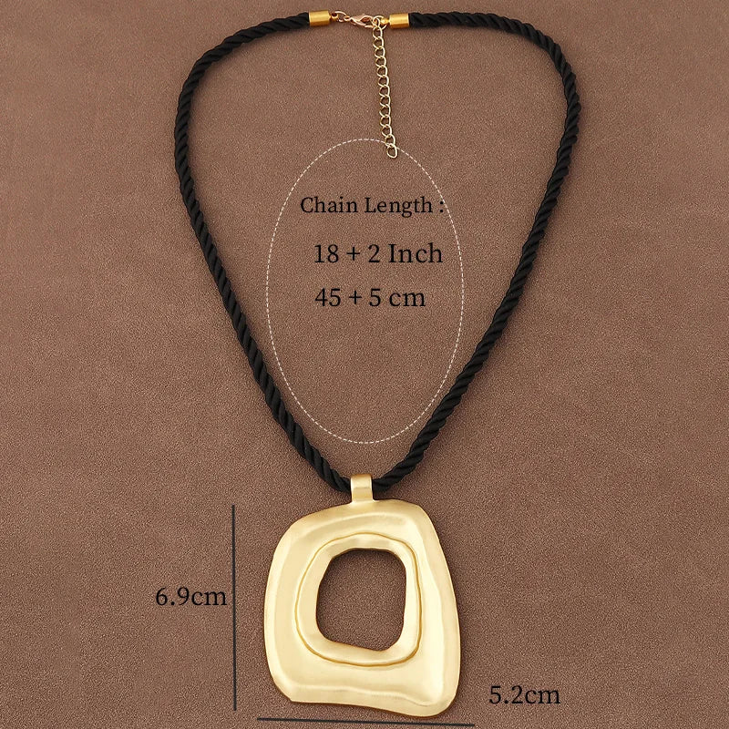 1 x Matte Gold Unique Exaggerated Irregular Freedom/Flower Pendant Summer Chunky Cord Necklace Women's Beach Vacation Jewellery