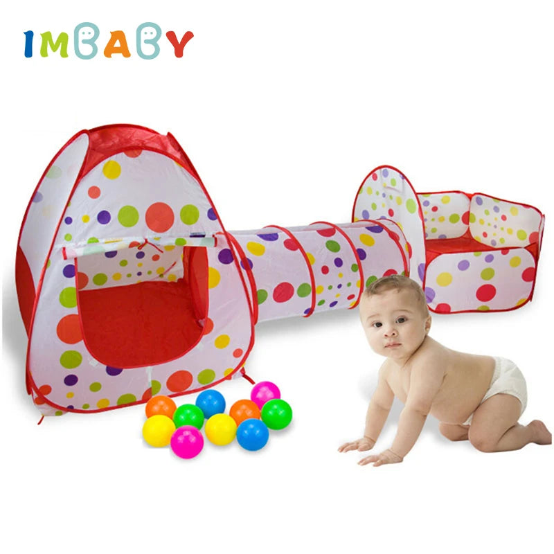 IMBABY NEW 3 In 1 Baby Balls Pool & Toy Tent & Crawling Tunnel Home Baby Playground Foldable Ball Pit Game Tent for Child