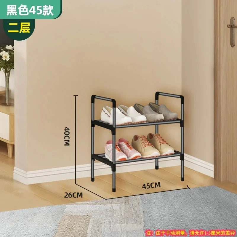 Black Elevated Shoe Rack Small  Simple Multi-layer Shoe Cabinet Home Entrance