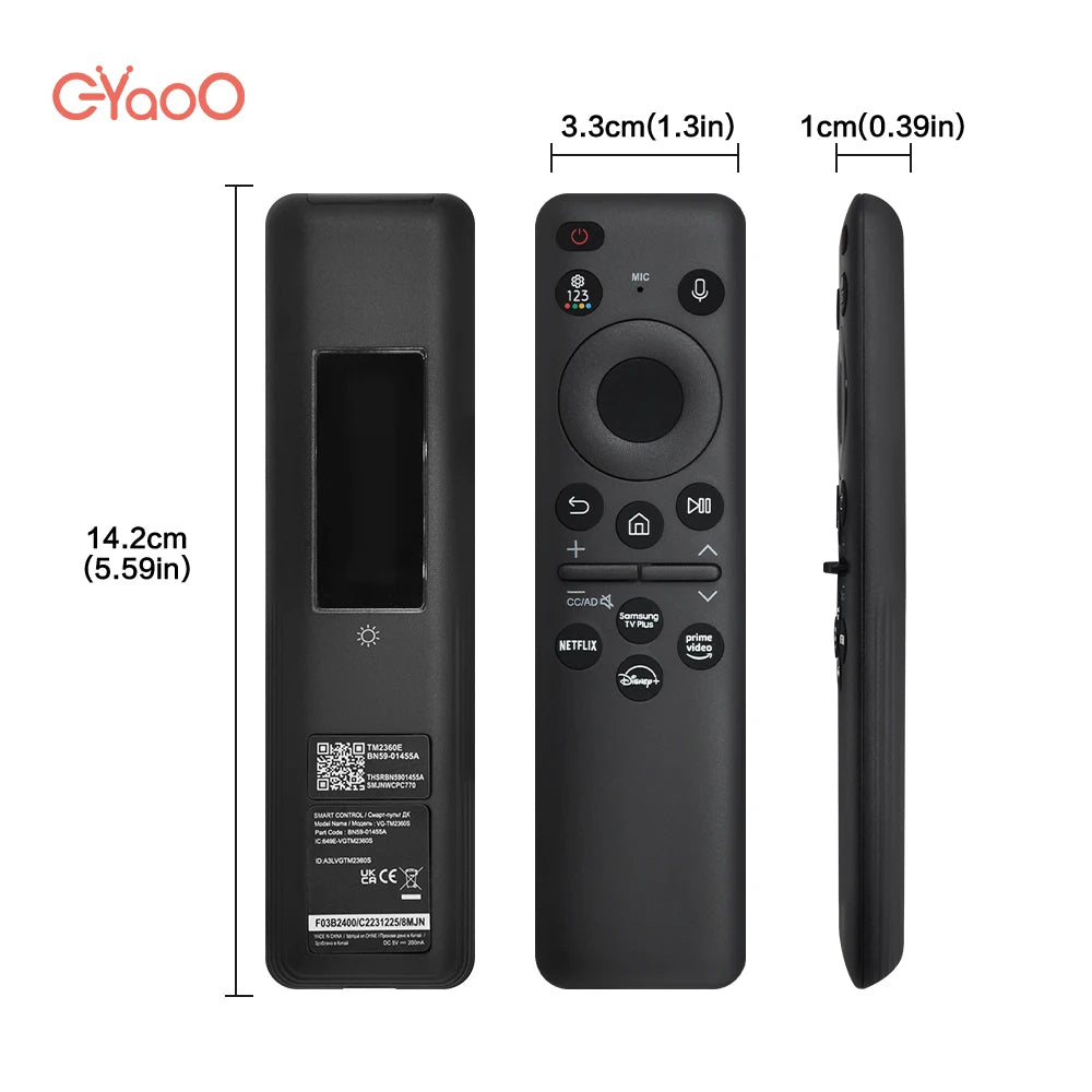 New BN59-01455A Solar Voice Remote  Suitable for Samsung Smart TV NEO QLED Crystal UHD OLED Compatible with Q60 Q70 Q80 QN85QN90