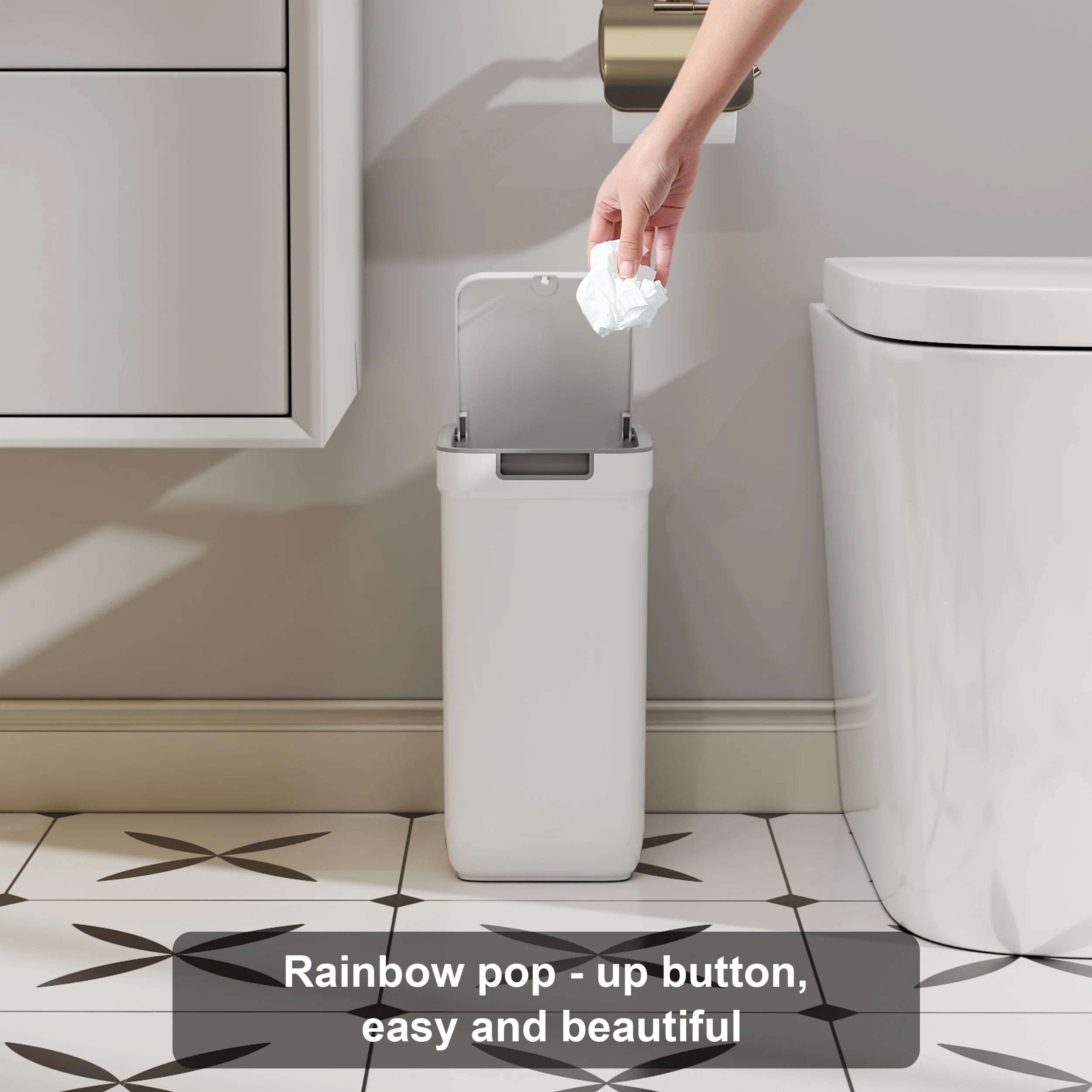 Touchless Bathroom Trash Can Odor-Sealing,