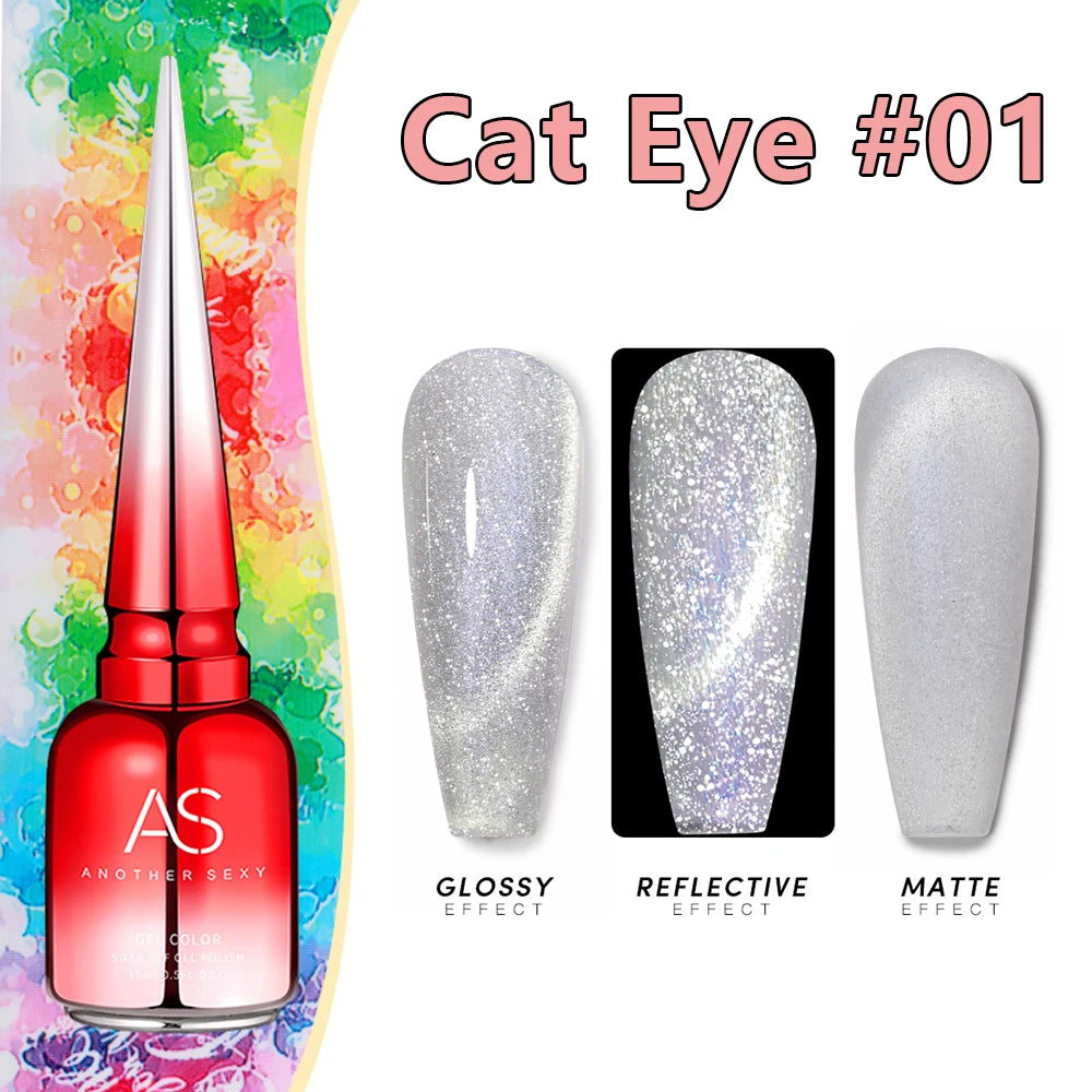 AS 15ml Cat Magnetic Gel Nail Polish Cat Eye Glitter